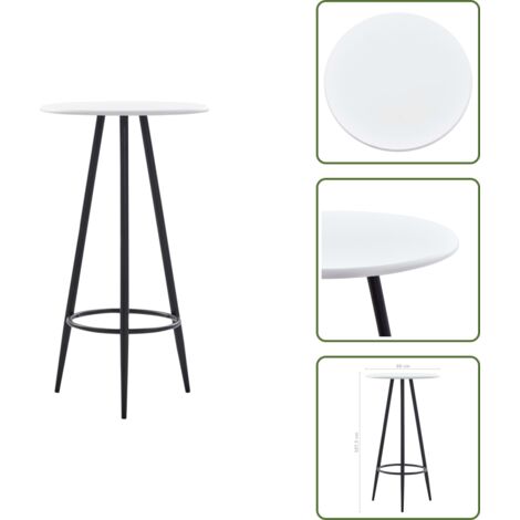 Mesa de bar - vidaXL Mesa alta de cocina MDF blanco 60x107,5 cm - Cocina moderna