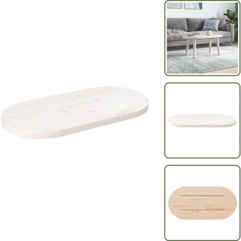 Mesa de bar - vidaXL Tablero de mesa ovalado madera maciza pino blanco 70x35x2,5 cm - Mesa de noche