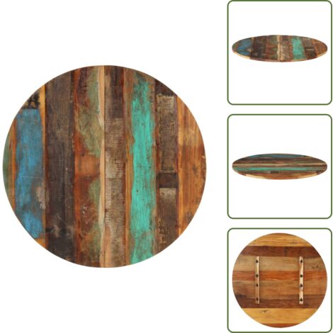 Mesa de bar - vidaXL Tablero de mesa redonda madera reciclada maciza 80 cm 15-16 mm - Mesa de consola