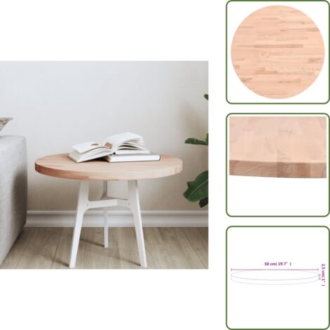 Mesa de bar - vidaXL Tablero redondo de madera maciza de haya Ø50x2,5 cm - Mesa auxiliar
