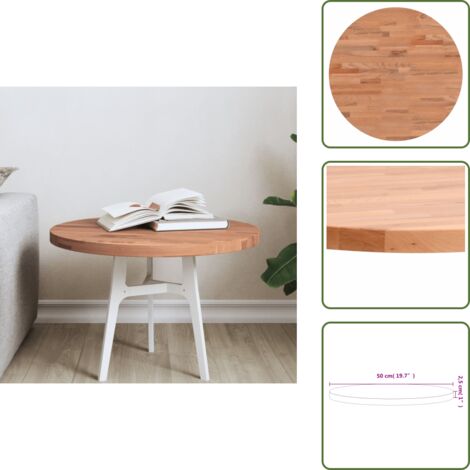 Mesa de bar - vidaXL Tablero redondo de madera maciza de haya Ø50x2,5 cm - Mesa auxiliar