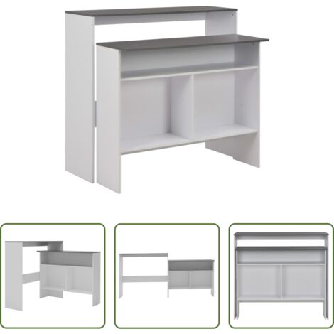 Mesa de barra -  Mesa de bar con 2 tableros blanco y gris 130x40x120 cm