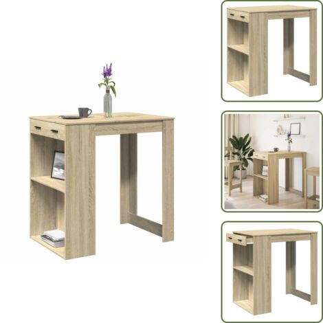 Mesa de barro de roble - vidaXL Mesa alta de bar madera ingeniería roble Sonoma 102x70x103,5 cm - Mesa de barro Sonoma