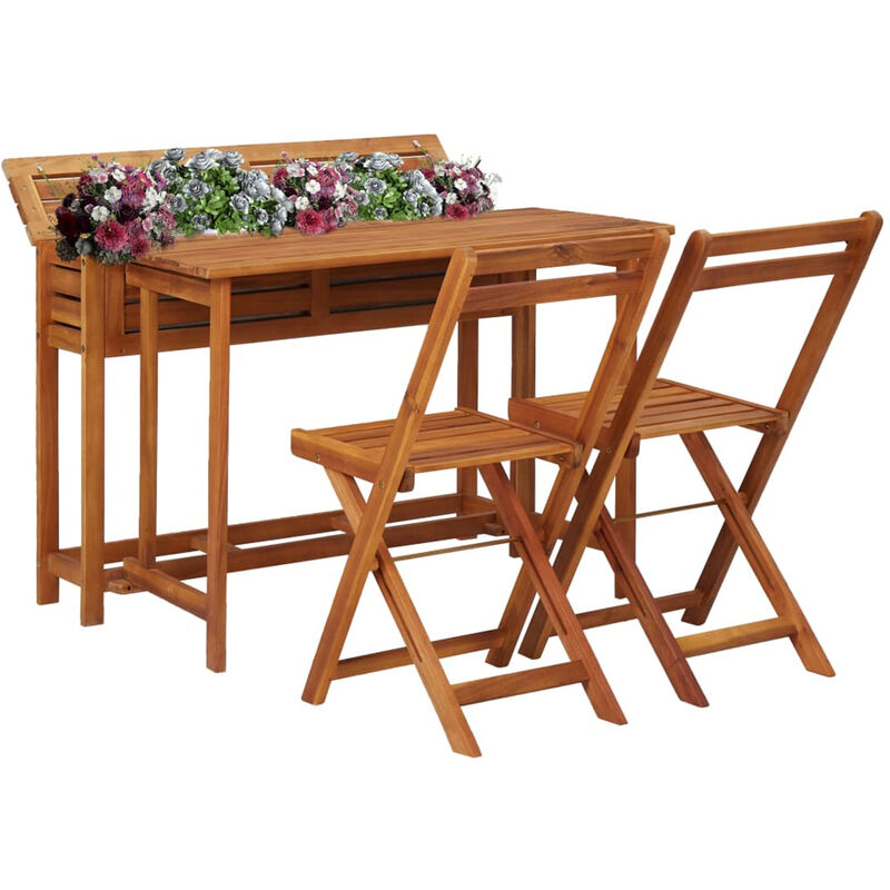 

Mesa de bistro con 2 sillas y jardinera madera maciza de acacia