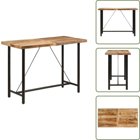 Mesa de bistró - vidaXL Mesa alta de hierro y madera maciza de mango 150x70x107 cm - Mesa de comedor