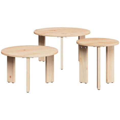 Mesa de Café 3 pcs Natural 47.5 x 47.5 x 27 cm