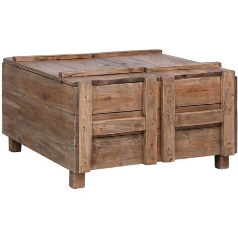 Mesa de café 65x65x38 cm de madera recuperada sólida
