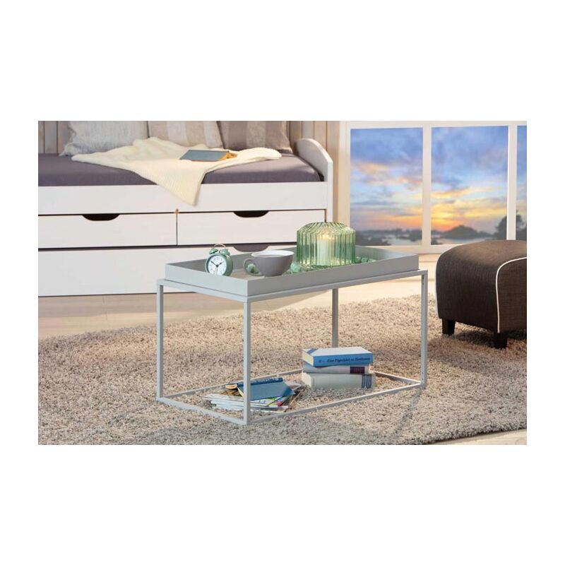 

Mesa de café 80x45 cm Gris claro de metal | Gris claro