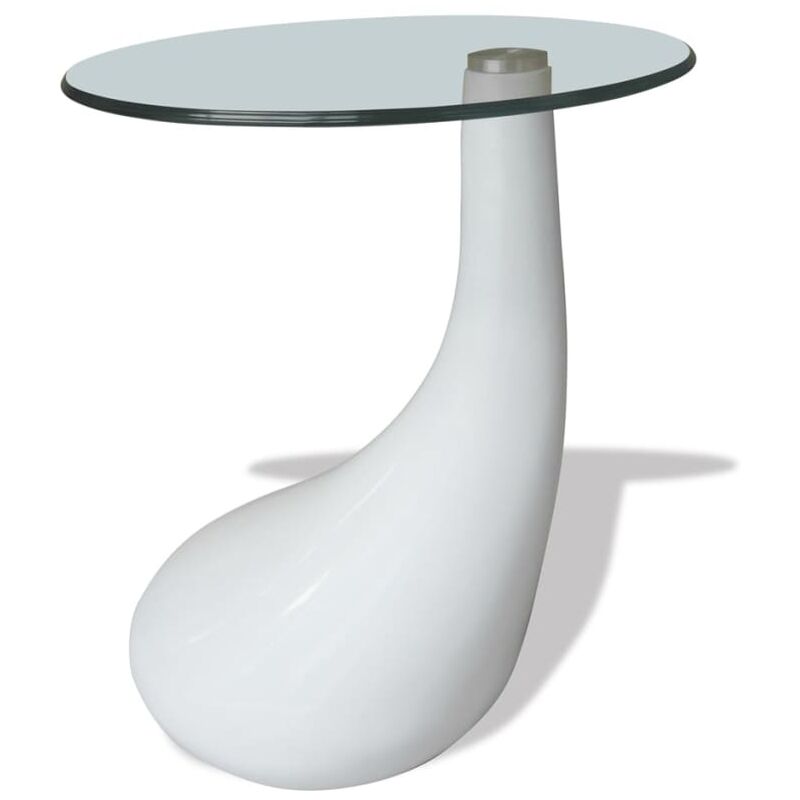 

vidaXL Mesa de Centro con Superficie Redonda Vidrio Blanco Brillante - Blanco