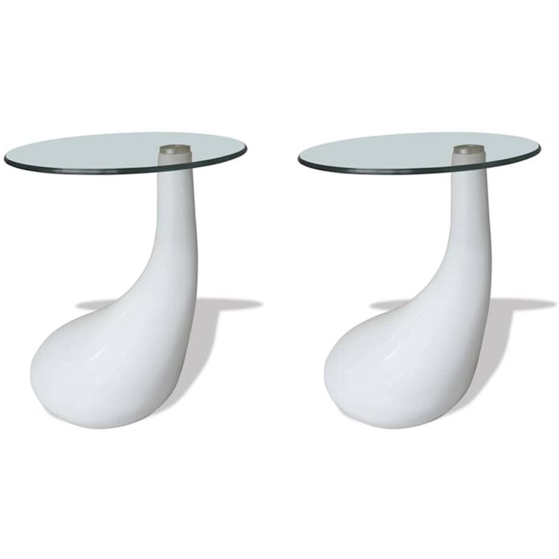 

Mesa de Centro con Superficie Redonda Vidrio Blanco Brillante 2 Uds - Blanco - Vidaxl