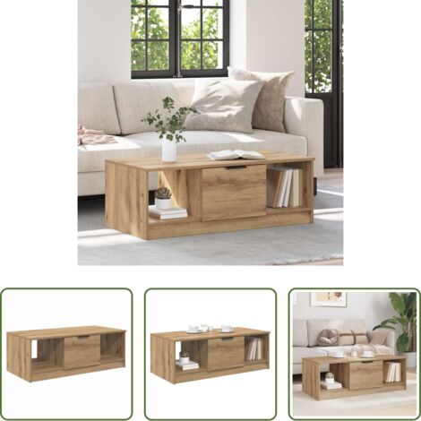 Mesa de café con cajón -  Mesa de Café con cajón Roble artesanal 102 x 50 x 36cm