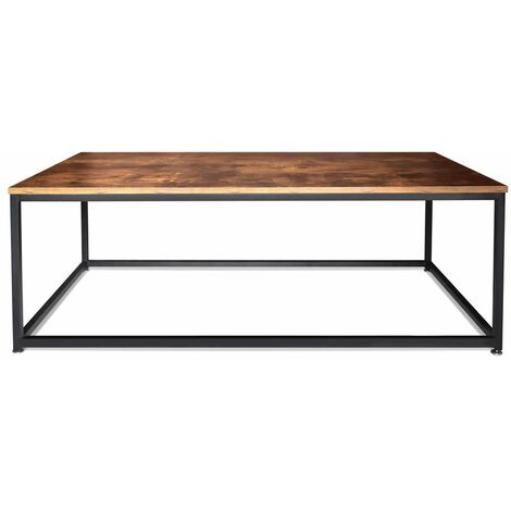 main image of "Mesa de café de estilo industrial mesa de café de acero y madera de diseño moderno"