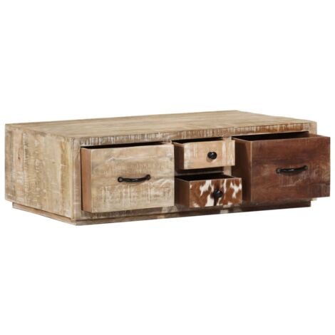 Mesa de café de madera de manguera masiva 90x60x30 cm