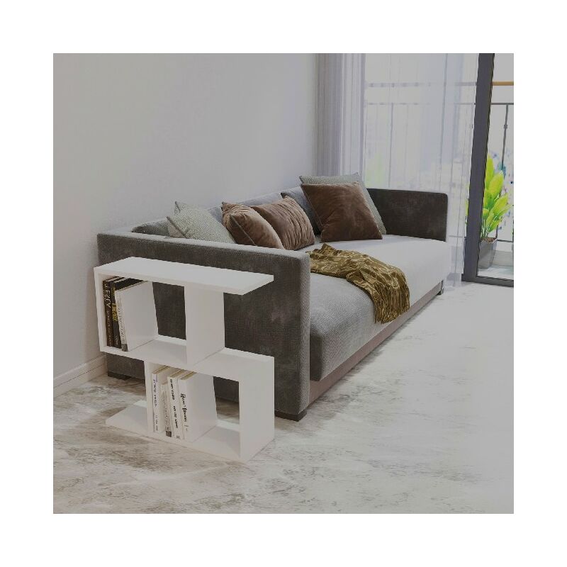 

Mesa de cafe Ecrin - Bajo - con estantes - sala de estar, sofa - Blanco en Aglomerado de melamina, 60 x 20 x 59,4 cm