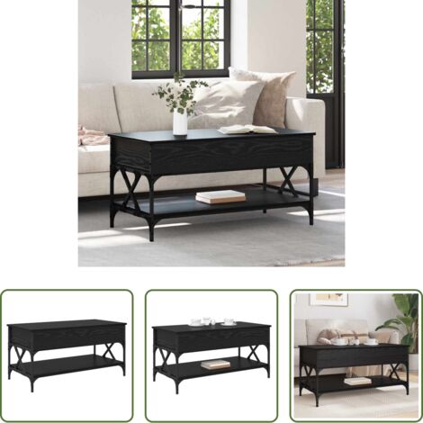 Mesa de café industrial -  Mesa de Café Roble Negro 100 x 50 x 50 cm Madera contrachapada