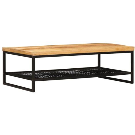 Mesa de Café Marrón y Negro Madera de mango maciza