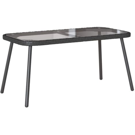 Mesa de Café Negro 90 x 45 x 43 cm Poliratán y vidrio