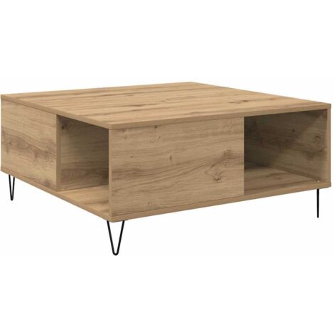 Mesa de Café Roble artesanal 80 x 80 x 36,5 cm vidaXL