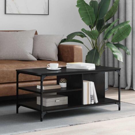 Mesa de Café Roble Negro 100 x 50 x 45 cm Madera contrachapada