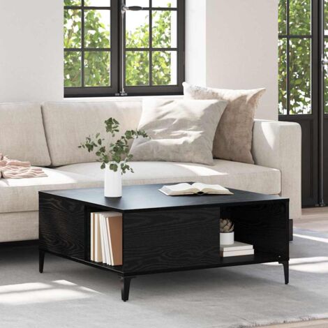 Mesa de Café Roble Negro 80 x 80 x 36,5 cm Madera contrachapada
