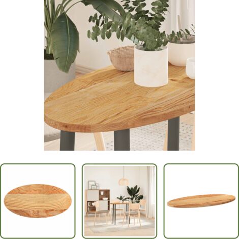 Mesa de café -  Tablero de mesa ovalado madera maciza de roble 80x40x2 cm