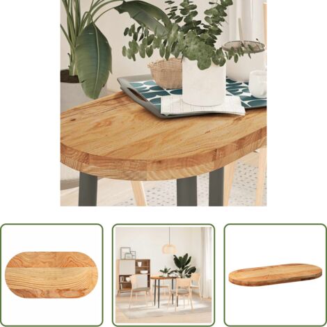Mesa de café -  Tablero de mesa ovalado madera maciza de roble 80x40x4 cm