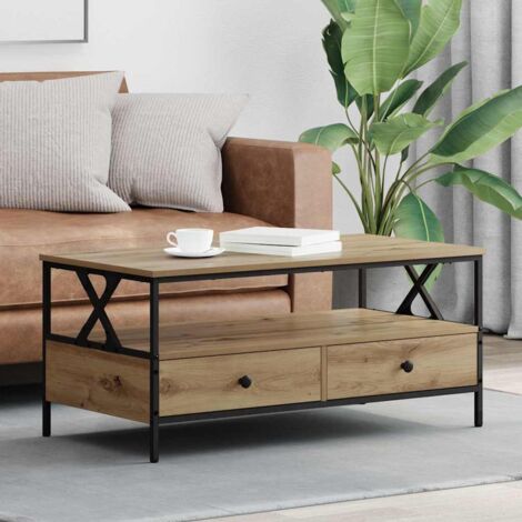 Mesa de Café with Drawer Roble artisan 100 x 51 x 45 cm vidaXL