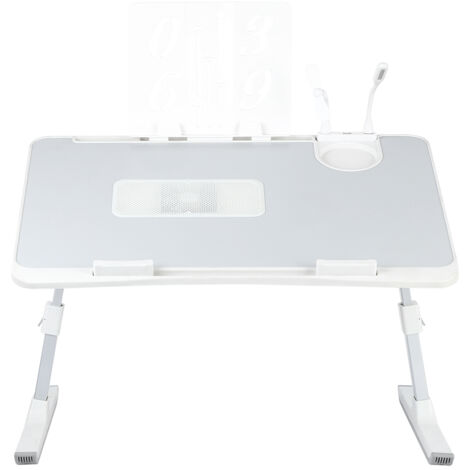 Mesa de cama para portátil, plegable, ajustable en altura y ángulo, ideal para sofá, estudio, lectura y escritura, gris - 60 x 40 x 26-39 cm