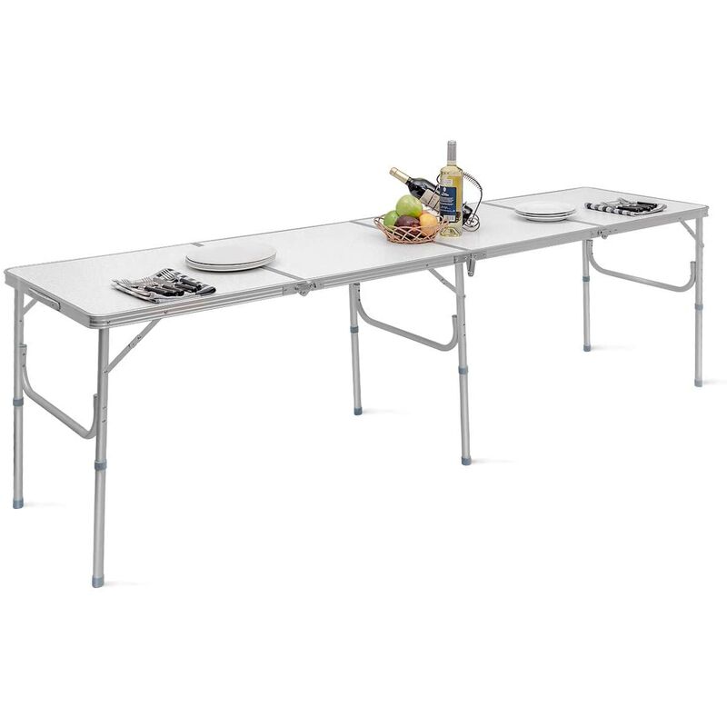 

Mesa de Camping Mesa Plegable de Aluminio Mesa de Buffet para Picinc Jardín Comedor 240 x 60 centímetros