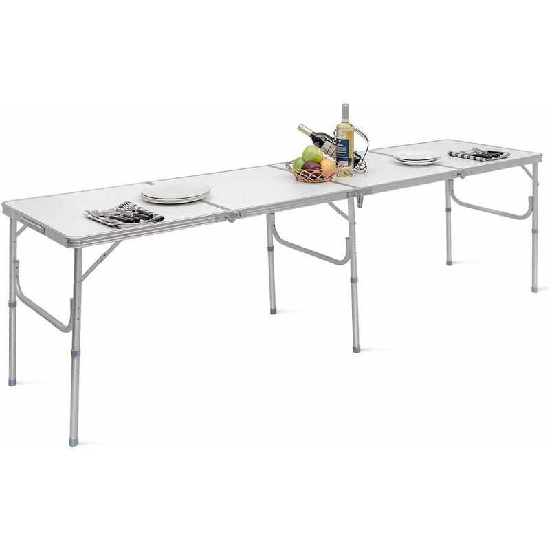 

Mesa de Camping Mesa Plegable de Aluminio Mesa de Buffet para Picinc Jardín Comedor 240 x 60 centímetros