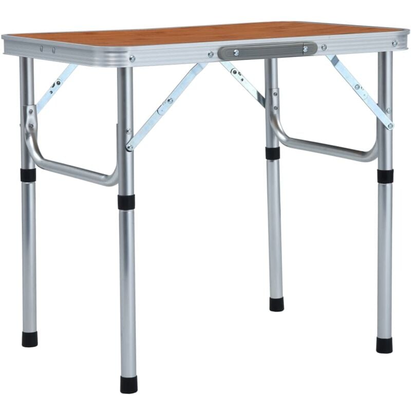 

vidaXL Mesa de camping plegable aluminio 60x45 cm - Marrón