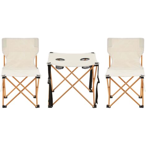 Mesa de camping plegable beige y 2 sillas 030010689