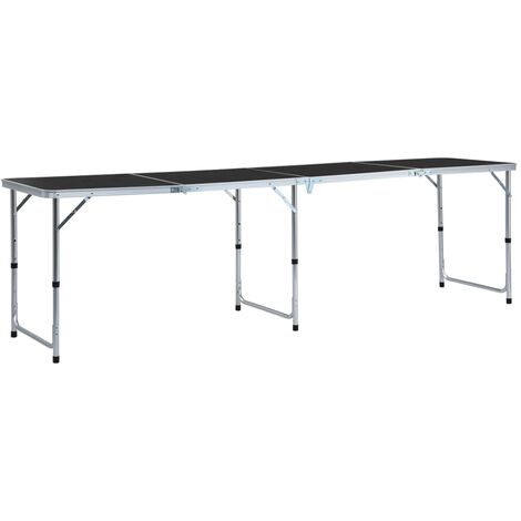 Mesa de camping plegable de aluminio gris 240x60 cm