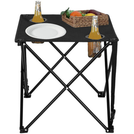 Mesa de camping plegable negra de 46 cm.