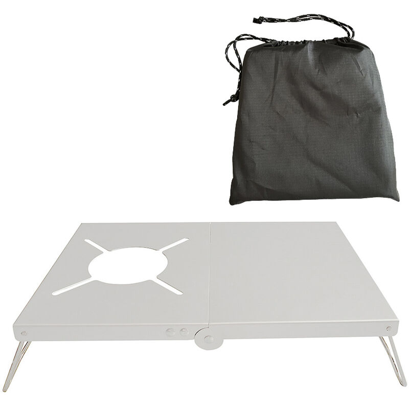 

Happyshopping - Mesa de camping, soporte plegable para estufa, con bolsa de almacenamiento,Plata