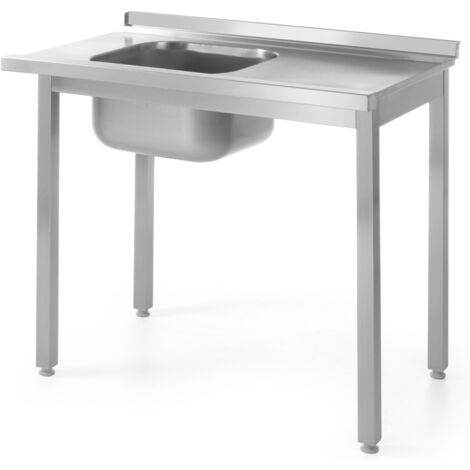 Mesa de carga para lavavajillas con fregadero, acero, 100x60cm, IZQUIERDA - Hendi 811917