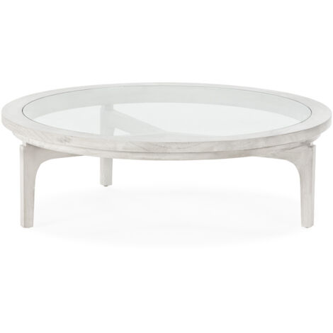 Mesa De Centro 100X100X32 Madera Gris Velado/Cristal