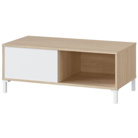 Mesa de centro 100x50x40 cm, blanco mate roble canadiense – Palme