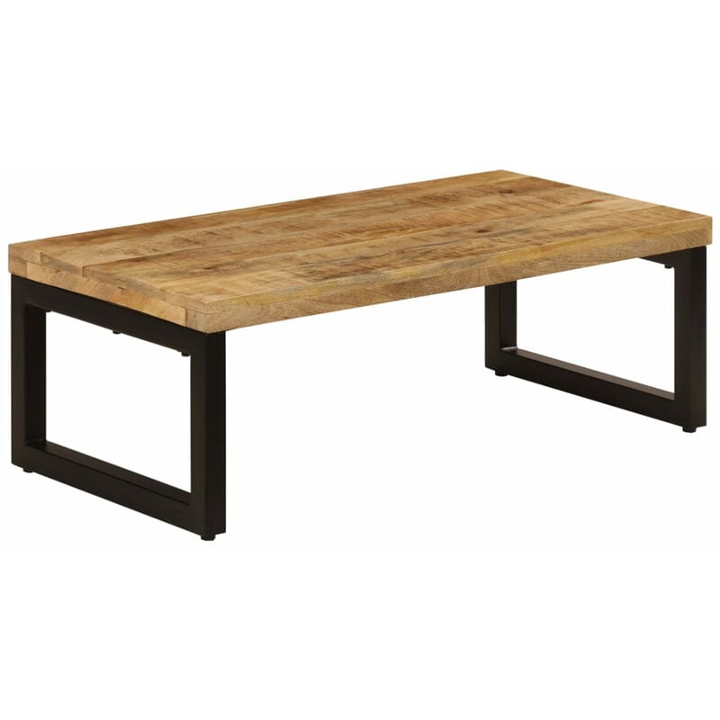 

Mesa de centro 110x50x35 cm madera maciza de mango y acero