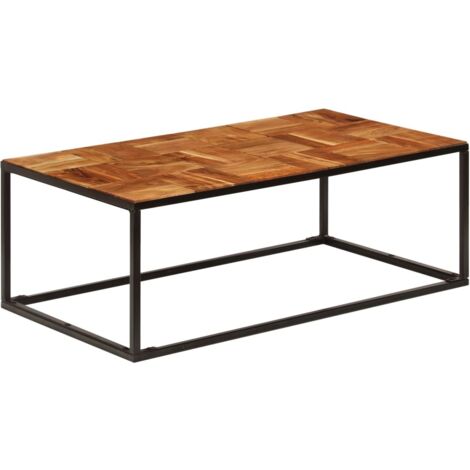 Mesa de centro 110x60x40 cm madera maciza de acacia y acero