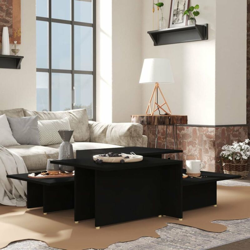 

Mesa de centro 2 piezas aglomerado negro 111,5x50x33 cm