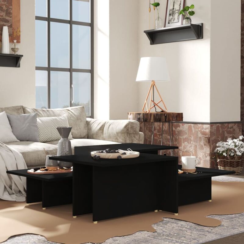 

Mesa de centro 2 piezas aglomerado negro 111,5x50x33 cm