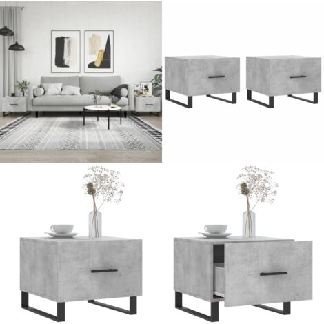 Mesa de centro 2 uds madera ingeniería gris hormigón 50x50x40cm - Madera de ingeniería - Mesa de centro gris hormigón