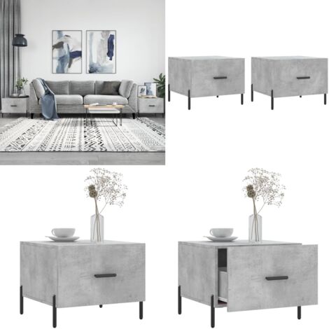Mesa de centro 2 uds madera ingeniería gris hormigón 50x50x40cm - Madera de ingeniería - Mesa de centro gris hormigón