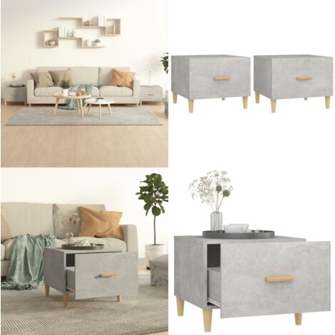 Mesa de centro 2 uds madera ingeniería gris hormigón 50x50x40cm - Mesa de centro gris hormigón - Mesa de centro de madera
