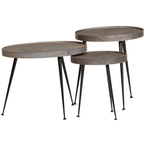 Mesa de centro 3 uds madera contrachapada plateada
