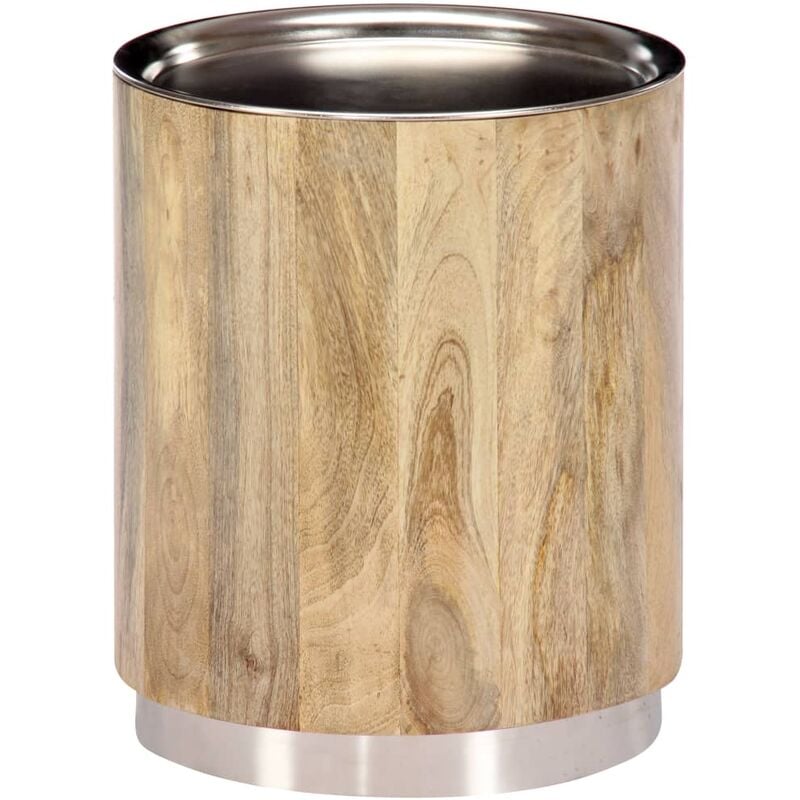 

vidaXL Mesa de Centro 38x45 cm Madera Maciza de Mango Marrón y Plateado - Marrón