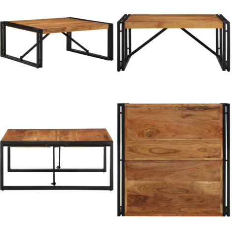 Mesa de centro 80x80x35 cm madera maciza acacia - Madera maciza - Acacia