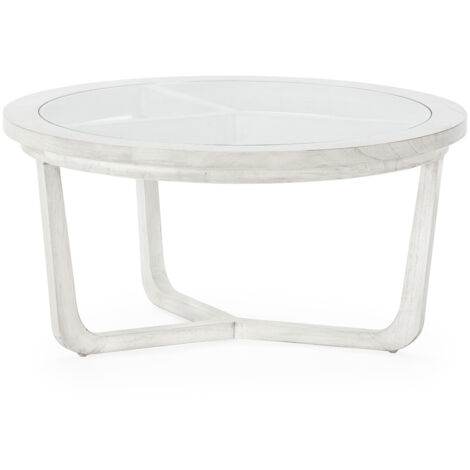 Mesa De Centro 80X80X40 Madera Gris Velado/Cristal