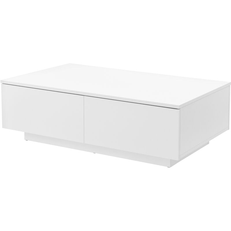 

Mesa de Centro - 95 x 60 x 31 cm - con 4 Cajones para Almacenar - Mesa Baja - Mesa de Salón - Auxiliar - Mesa de café - Blanco mate